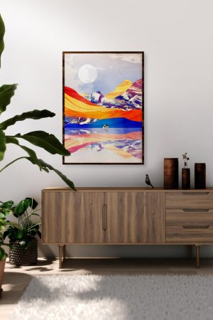 Richly colored abstract mountain landscape art prints