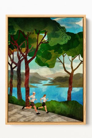 Jogger Illustration Scenic Nature Poster