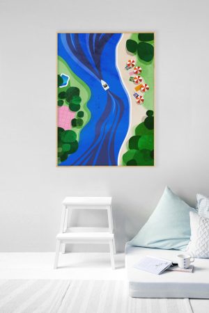 Aerial River Landscape Art Print,