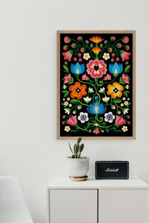 Colorful Folk Floral Art Print
